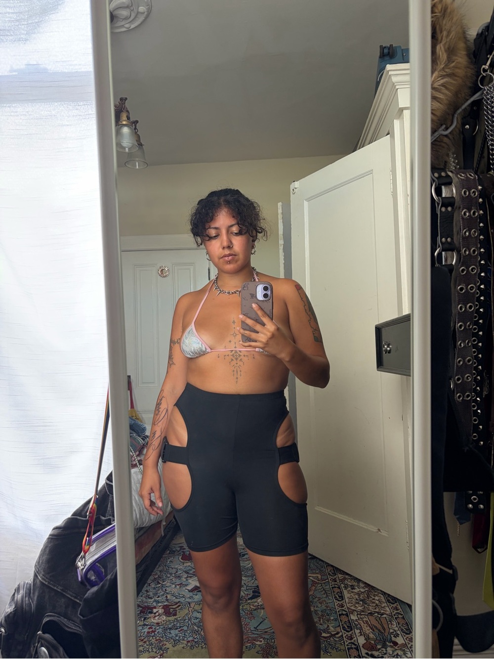 Black Cutout Bike Shorts - Women's Shorts